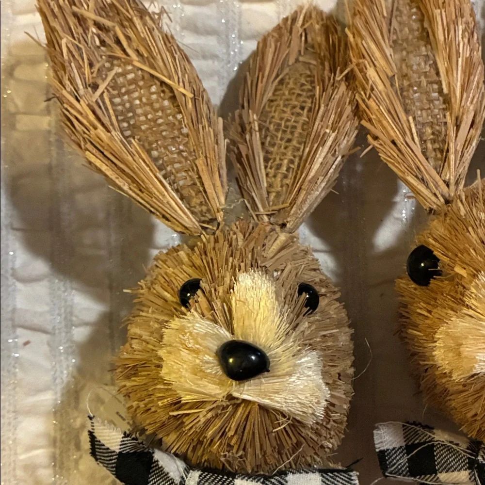 Hobby Lobby Brown Bunny Picks with Black and White Plaid Bows